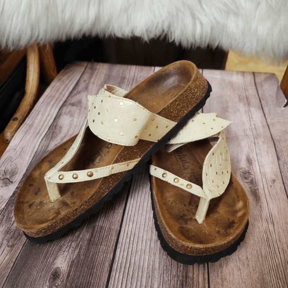 Betula Birkenstock Bombay‎ Leaf Cream Slip-on Studs Sandals Sz 8